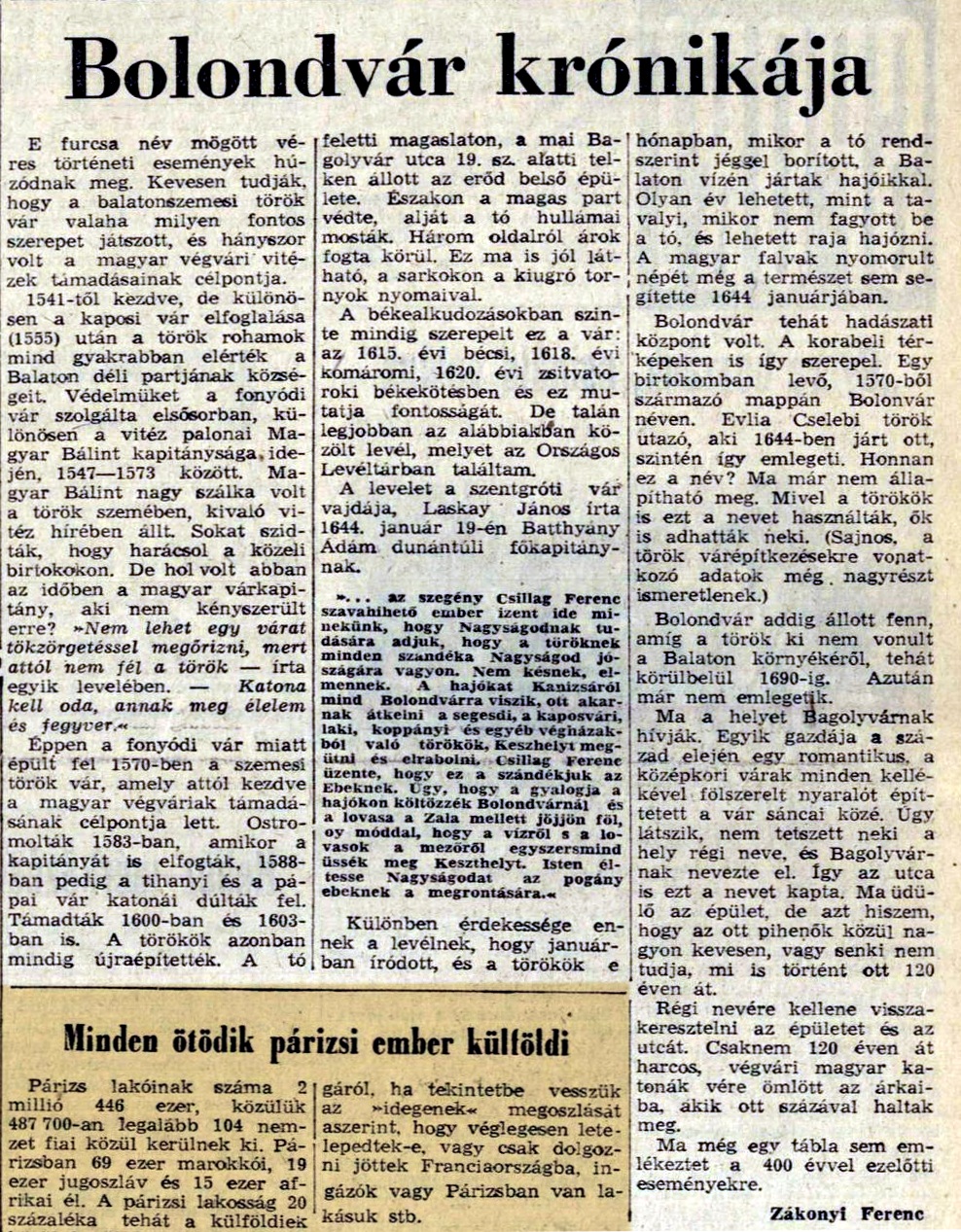 Cikk:Bolondvár krónikája
